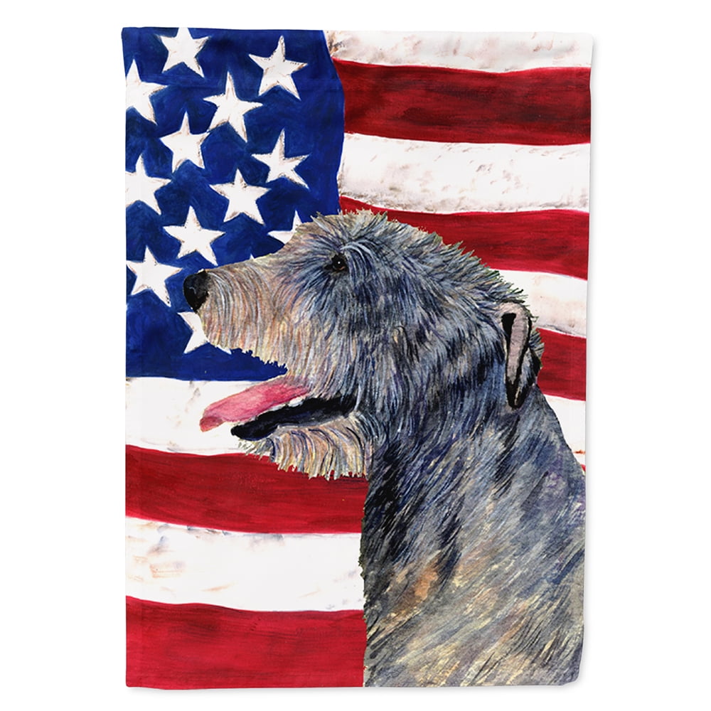 USA American Flag with Irish Wolfhound Garden Flag