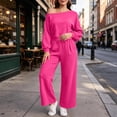 thumbnail image 6 of Women 2 Piece Off Shoulder Sweatshirt Sets, Long Sleeve Loose Top,Drawstring High Waist Wide Leg Pant with Pockets,Solid Color Casual Loungewear Tracksuit for Spring Fall, 6 of 6