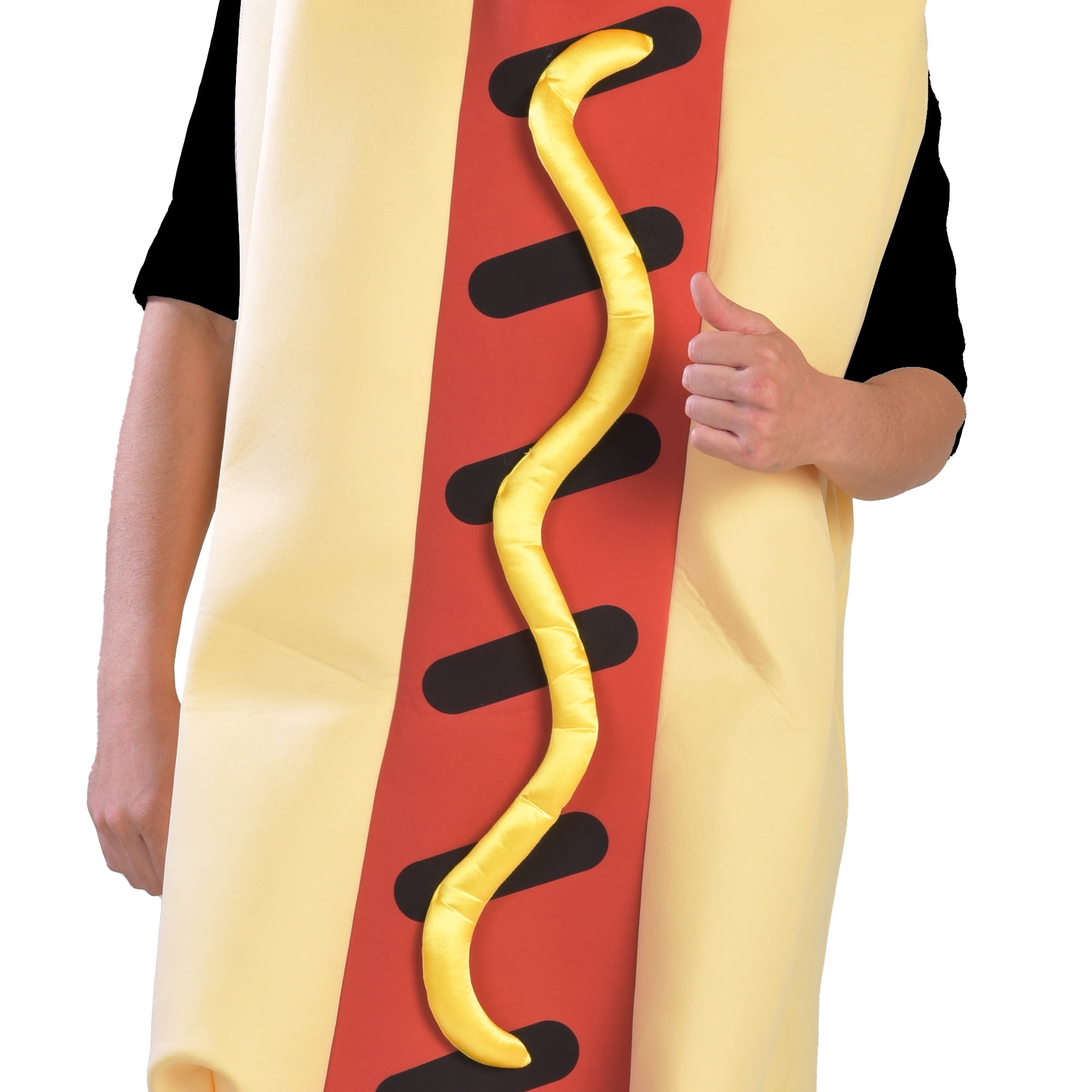 Hot Dog One Piece Halloween Costume for Adults, Adult Size S-XL (28-42), by Way to Celebrate