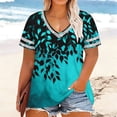 thumbnail image 2 of Enjoytime Tops for Women Trendy Printed V-Neck Short Sleeve Tunic Tops Summer Beach Casual Loose Plus Size Shirts, 2 of 6