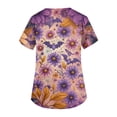 thumbnail image 4 of Scrub Tops Women Design，Halloween Scrubs Plus Size Women'S Cute Printed Short Sleeve V-Neck Nurse Care Worker Uniform Scrub Top With Pocket,Purple，XXXL, 4 of 4