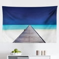 thumbnail image 1 of Landscape Tapestry, Fishing Pier by River in The Morning Clouds and Trees Nature Image, Fabric Wall Hanging Decor for Bedroom Living Room Dorm, 2 Sizes, Green Blue White, by Ambesonne, 1 of 1