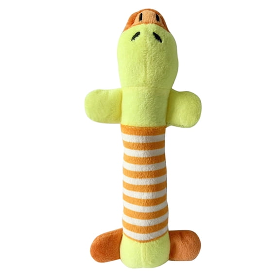 Dog Plush Toy,Cute Striped Animal with 4 Legs Squeaky Dog Chew Toy,Bite Resistant Sound Design Stuffed Animal Toy for Pet Dog Cat Teeth Grinding[Duck]