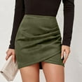 thumbnail image 2 of RUTAYY Skirts Suede Solid Color Half Dress Autumn Winter Pleated Irregular Zipper Short Dress Women Dress Flowy Swing Skirts, 2 of 5
