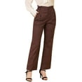 thumbnail image 5 of INSPIRE CHIC Women's Casual Plaid Tartan Elastic Waist Free Relaxed Fit Straight Leg Pants XS Red Brown, 5 of 7