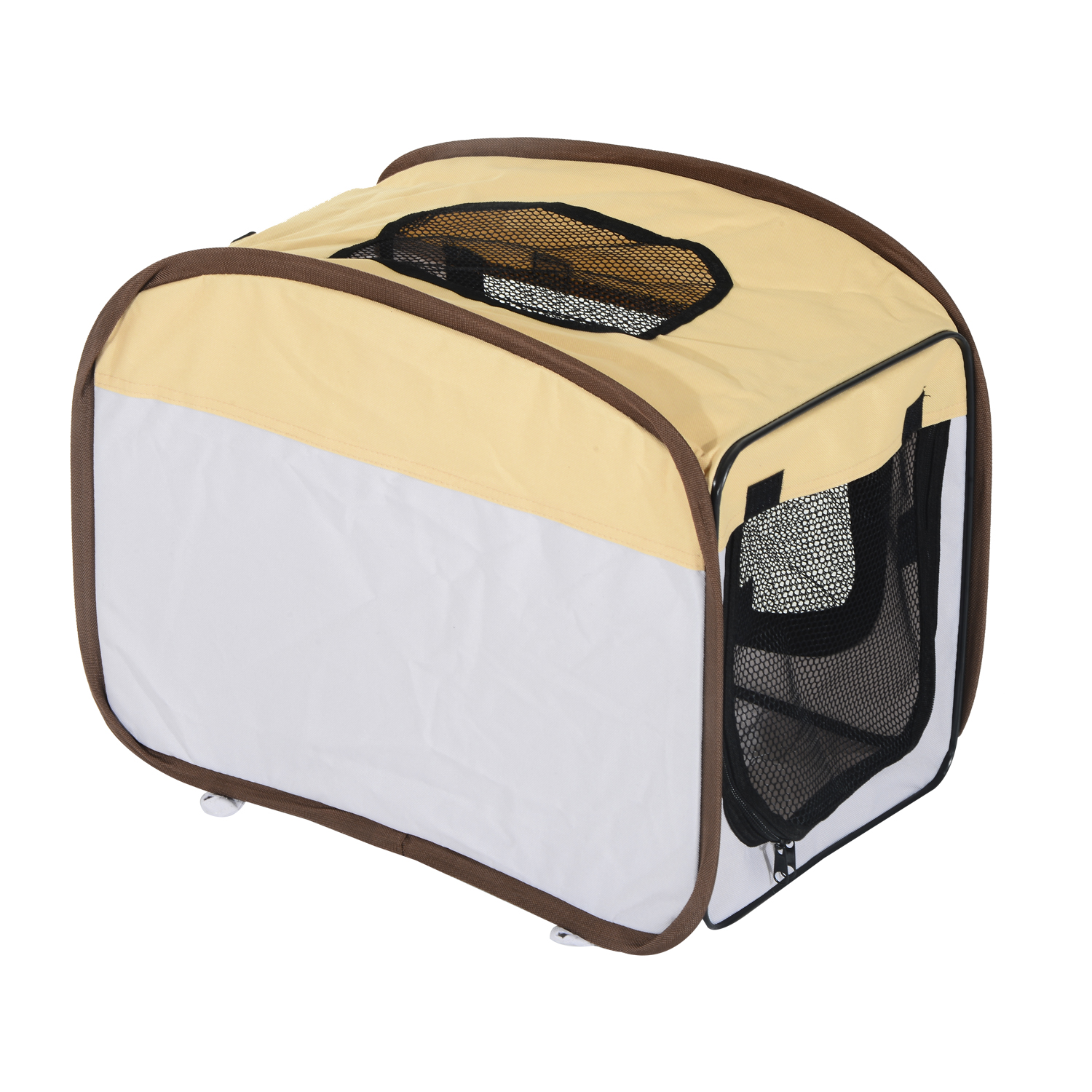 Pawhut 20" Soft Sided Folding Pet Crate Carrier Light Gray/Brown