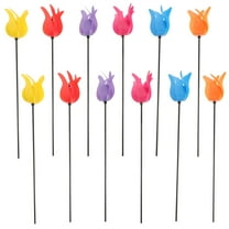 Eease 12Pcs Tulip Flower Wind Spinners Garden Stakes Ornaments for Lawn Sign Decor