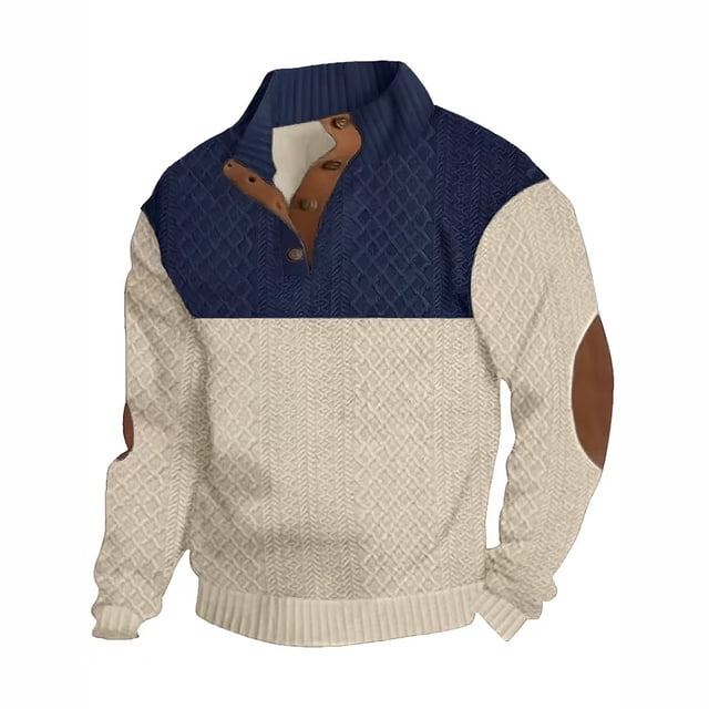 pstuiky camisa de manga larga para hombre, Sudadera con capucha y botones, cuello alto, manga larga y bloques de color para hombre camisetas de hombre s