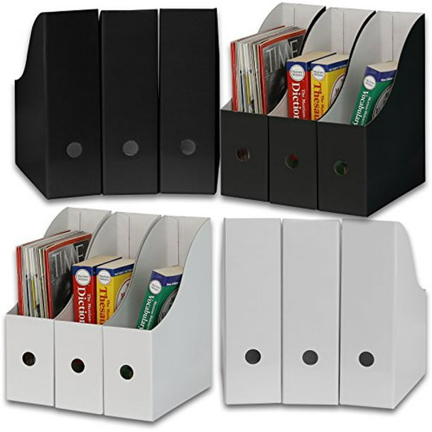 Simple Houseware White/Black Magazine File Holder Organizer Box (Pack of  12) 