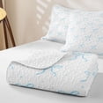 thumbnail image 4 of Erosebridal Blue Stars Bow Quilt King,Simple Ribbon Stripe King Coverlet Set For Girls,3-Piece, 4 of 7