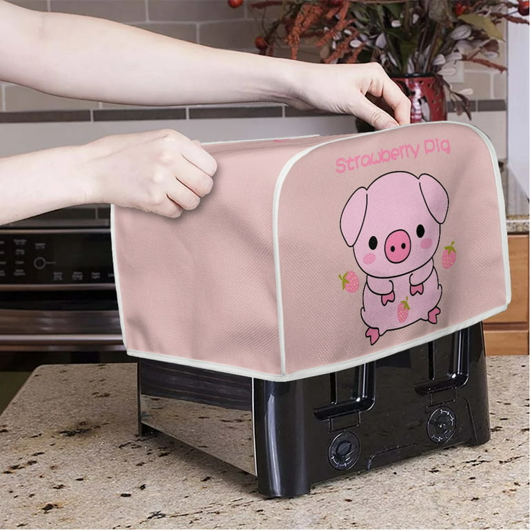 NETILGEN 4 Slice Pink Strawberry Pig Toaster Cover Stain Resistant