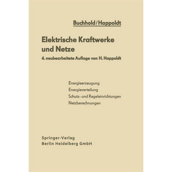 Elektrische Kraftwerke Und Netze, (Paperback)