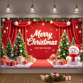 thumbnail image 5 of Red Theme Christmas Banner Christmas Tree Design Holiday Backdrop Gift Decorations Snowflake Pattern New Year Display for Christmas Party New Year Celebration Family Reunion, 5 of 9