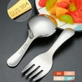 thumbnail image 4 of YAOMOBB Baby Spoon Fork Set Stainless Steel Baby Spoon Fork Set Short Handle Mirror Polished Mini Ice Cream Dessert Tea Soup Spoon Fork Set Kitchen 2Pcs Set, 4 of 7