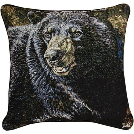 Pair Of Black Bear Tapestry Decorative Throw Pillows 17in