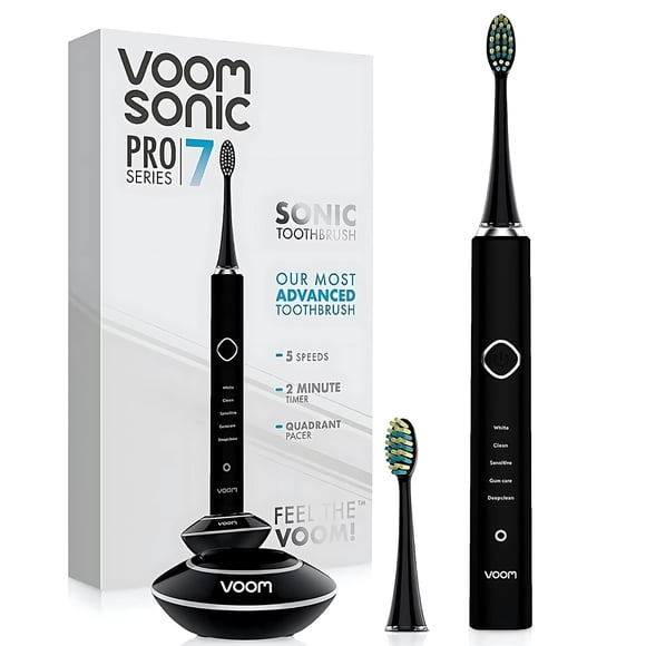 Voom Sonic Pro 7 Series Rechargeable Electronic Toothbrush, Advanced Oral Care Technology, 2-Minute Timer w/Quadrant Pacing, 5 Adjustable Speeds, Magnetic Levitation, 10