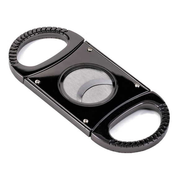 Guillotine Cigar Cutter w/ Ridged Edge Motif- 64 Ring Gauge - Gun Metal