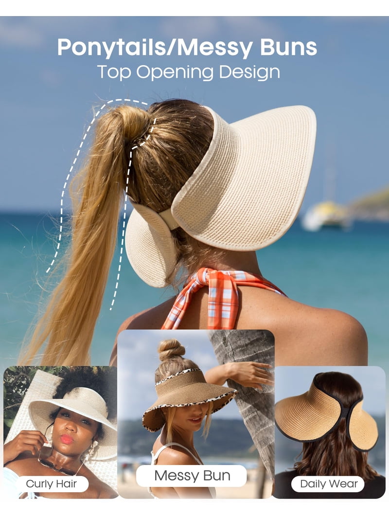 Sun Visor Hat for Women Wide Brim UPF 80+ Packable Foldable Beach Vacation Trendyol?? Woman main image 4