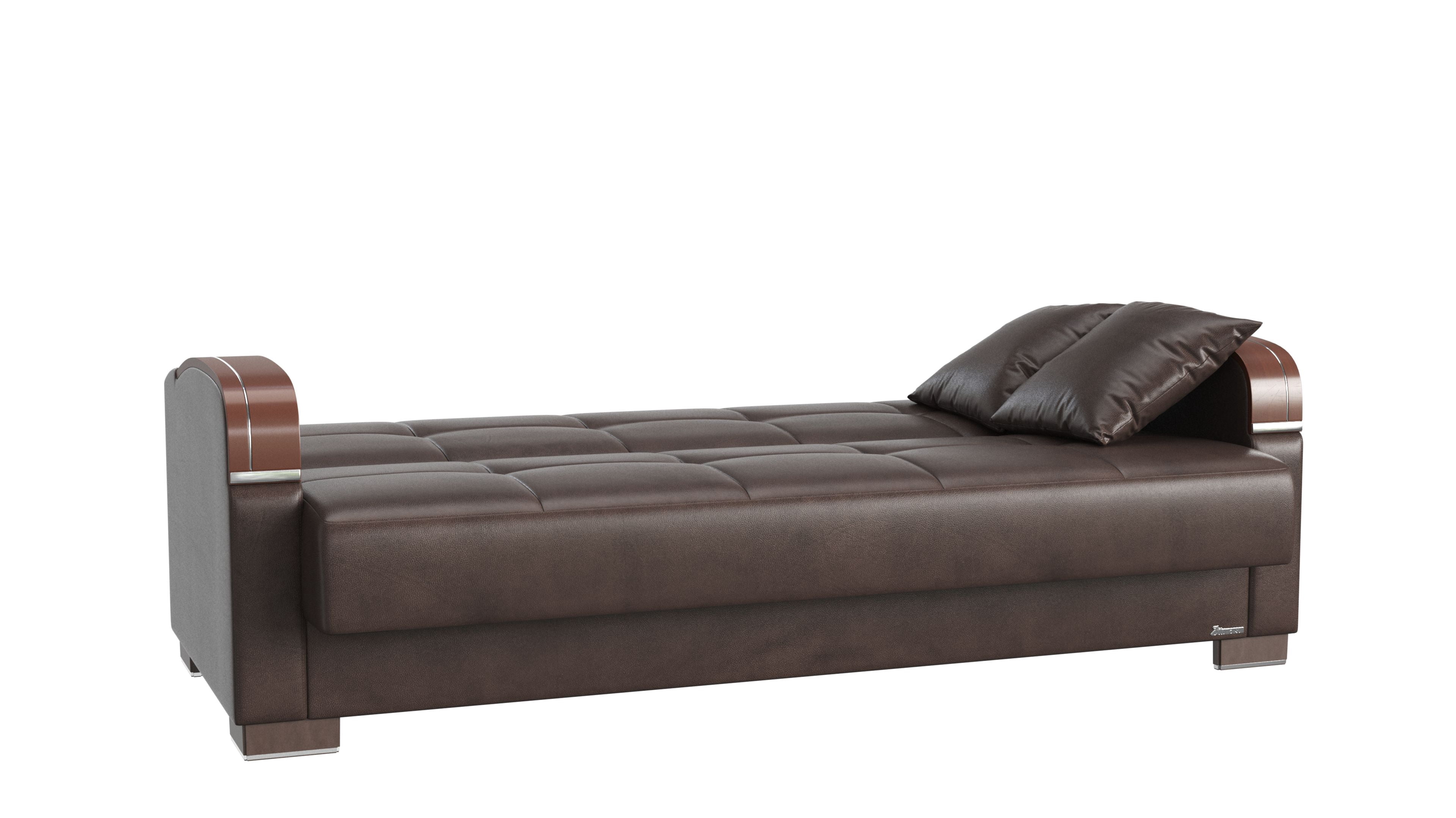 Ottomanson Founders Sofa Bed with Storage 74", Brown Leatherette