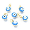thumbnail image 2 of 50 pc Brass Enamel Charms Real 18K golden Plated Long-Lasting Plated with Jump Ring Evil Eye Mixed color 9.5x6.5x4.5mm Hole: 2.5mm, 2 of 3