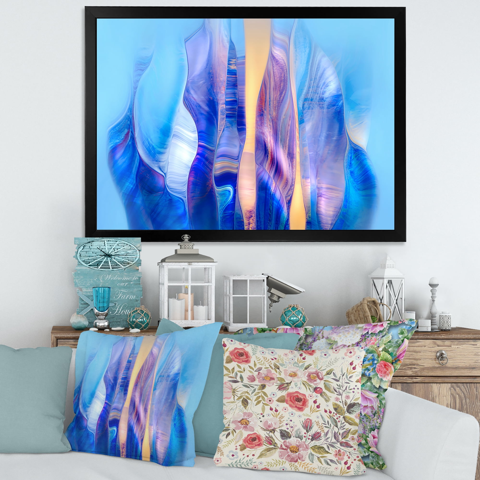 Designart 'Abstract Colorful Twisted Wavy Shape In Motion' Modern Framed Art Print