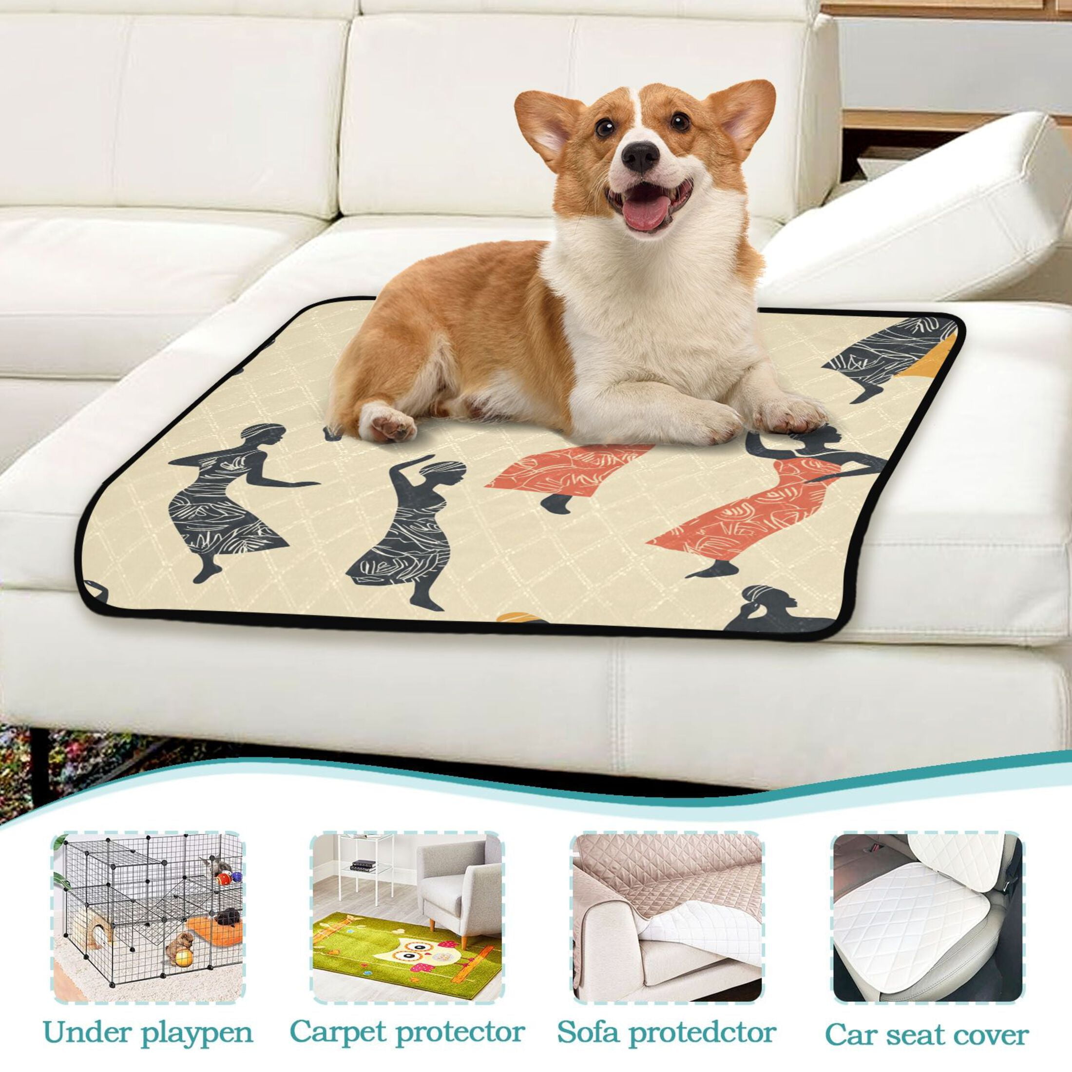 Washable Pet Pee Pads with Super Absorbent Reusable Training Pads for Dogs & Cats Dancing Woman