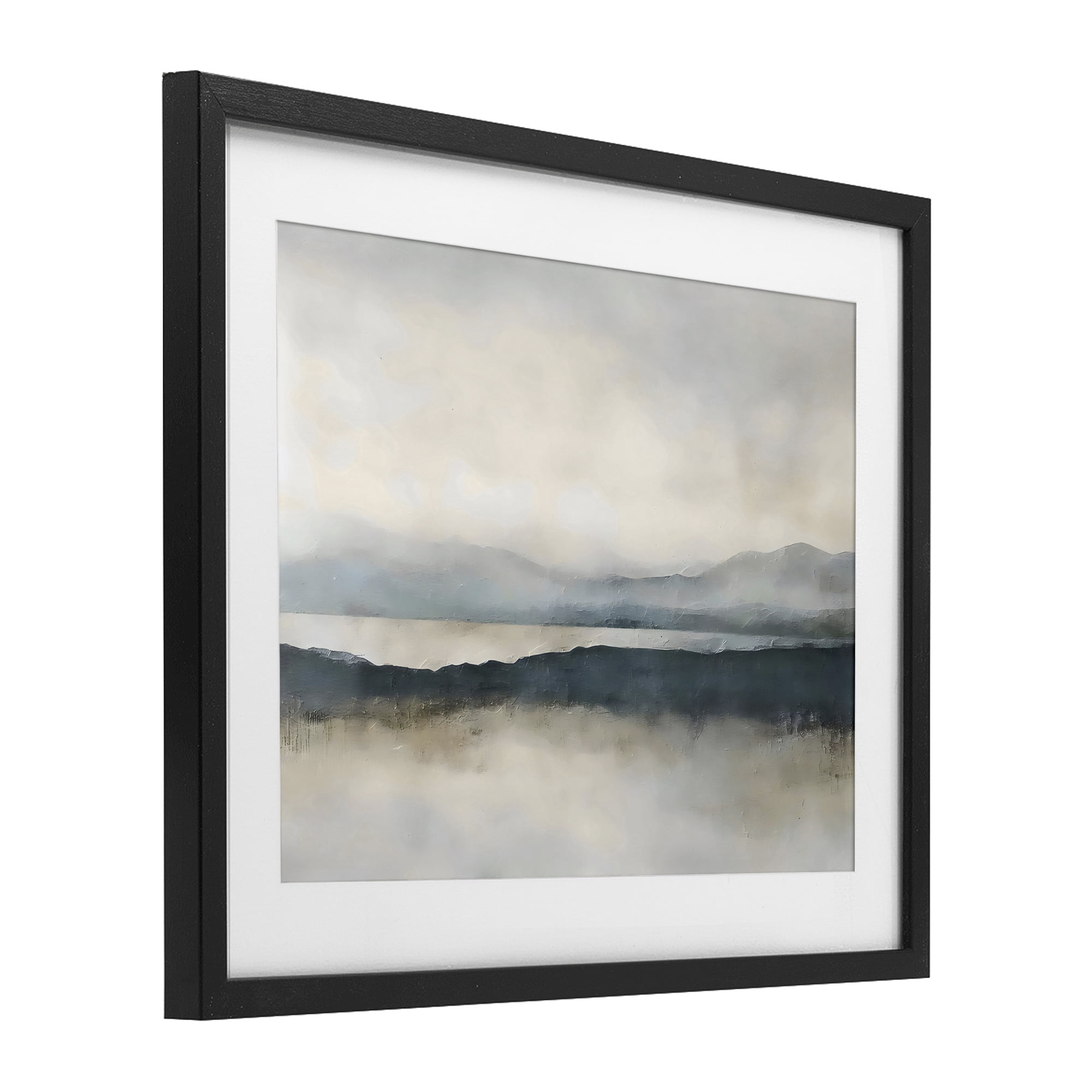 Stupell Industries Muted Horizon Mountainscape Black Framed Print Under Glass, design by Riley B