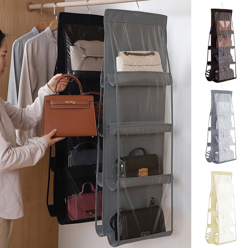Yesbay 6 Pocket Clear Purse Handbags Organizer Door Closet Shelf Hanging  Storage Bag,Purple - Walmart.com