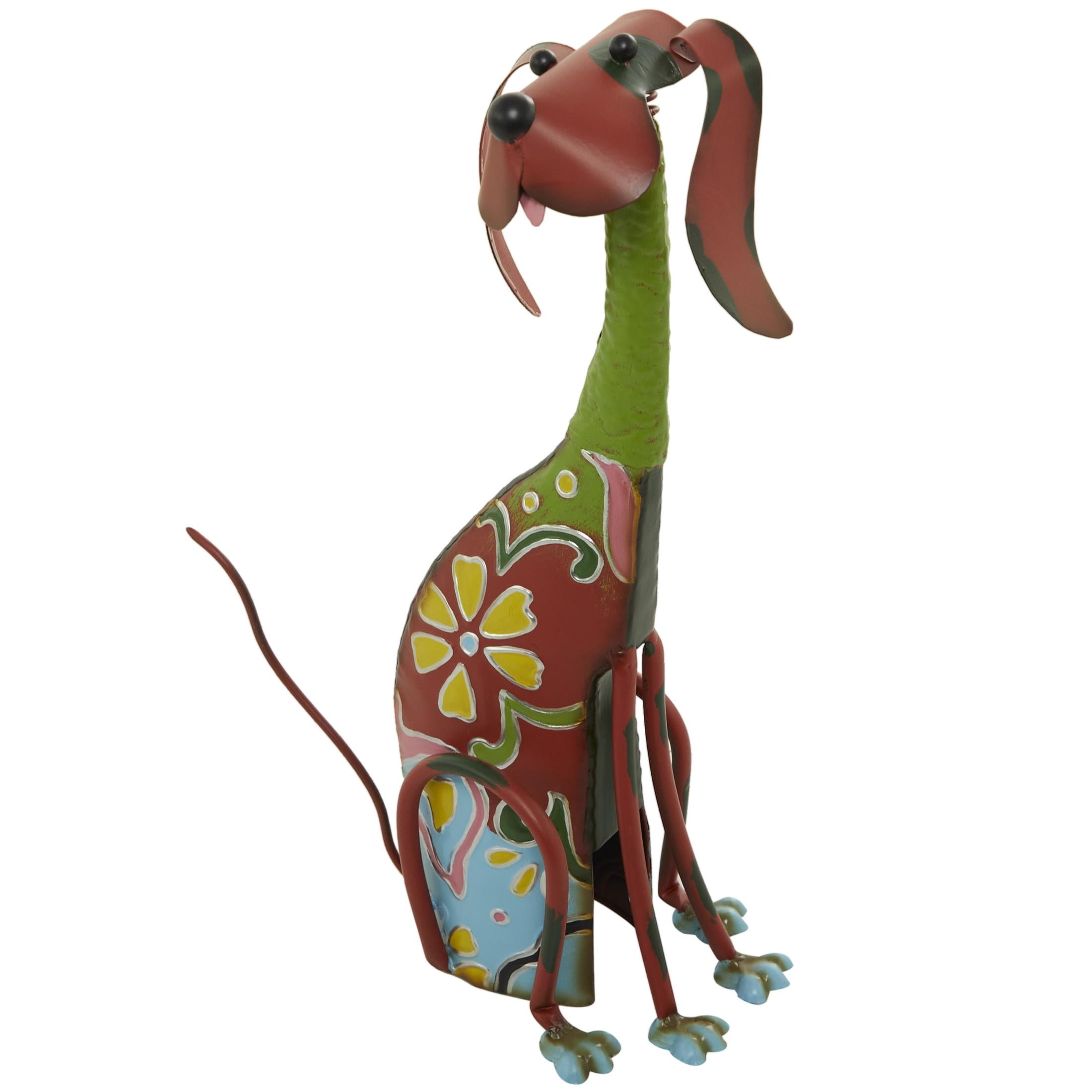 DecMode 19" Indoor Outdoor Dog Garden Sculpture with Floral Pattern