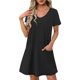 thumbnail image 1 of Vestido Corto de Verano de Moda de Color Sólido Vestido Casual de Cuello en V de Manga Corta, Desgaste Ligero de Poliéster para las Mujeres, Lavado de Manos, 1 of 7