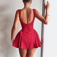 thumbnail image 6 of Women'S Summer Sleeveless Crew Neck Backless A-Line Mini Party Prom Dress Red L, 6 of 8