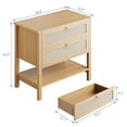 thumbnail image 2 of Rattan Night Stand Set of 2, Boho Nightstand with 2 Drawers and Storage Shelf, Modern Farmhouse Nightstand, Side Tables for Living Room, Bedroom, 2 of 9