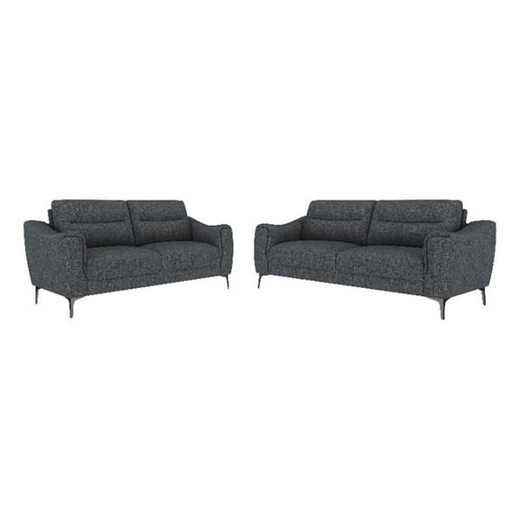 Nolan 2-piece Upholstered Sofa Set Charcoal