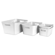 (6 pack) Mainstays Medium Open Plastic Storage Bin with Handles, White