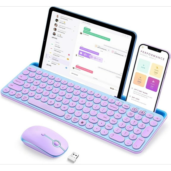 Bluetooth Keyboard and Mouse for iPad, CTU-301 Wireless Multi-Device Bluetooth 2.4G Keyboard Mouse Combo with Tablet Holder