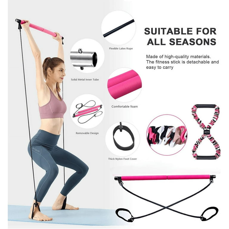  Pilates Bar Kit with Resistance Bands for Men and