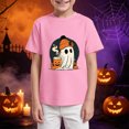 thumbnail image 6 of larppty Halloween Ghost Retro Girl Kids T-Shirt Graphic Tshirt Little Kids Fall Short Sleeve Tee Tops (Pink,7-8 Years), 6 of 6