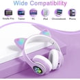 thumbnail image 4 of Auriculares Bluetooth KERHAND para niños con luz LED morada, 4 of 9