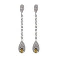 thumbnail image 4 of Fancy Yellow Pear Cut Dainty Dangle Style Earrings White Gold Rhodium Finish Cz Glitz Design, 4 of 4