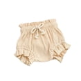 thumbnail image 2 of YMNXA Baby Toddler Girls Boys Knit Shorts Drawstring Elastic Waist Solid Color Comfortable Soft Shorts For Casual Daily Wear,Khaki,0-3 Months, 2 of 3