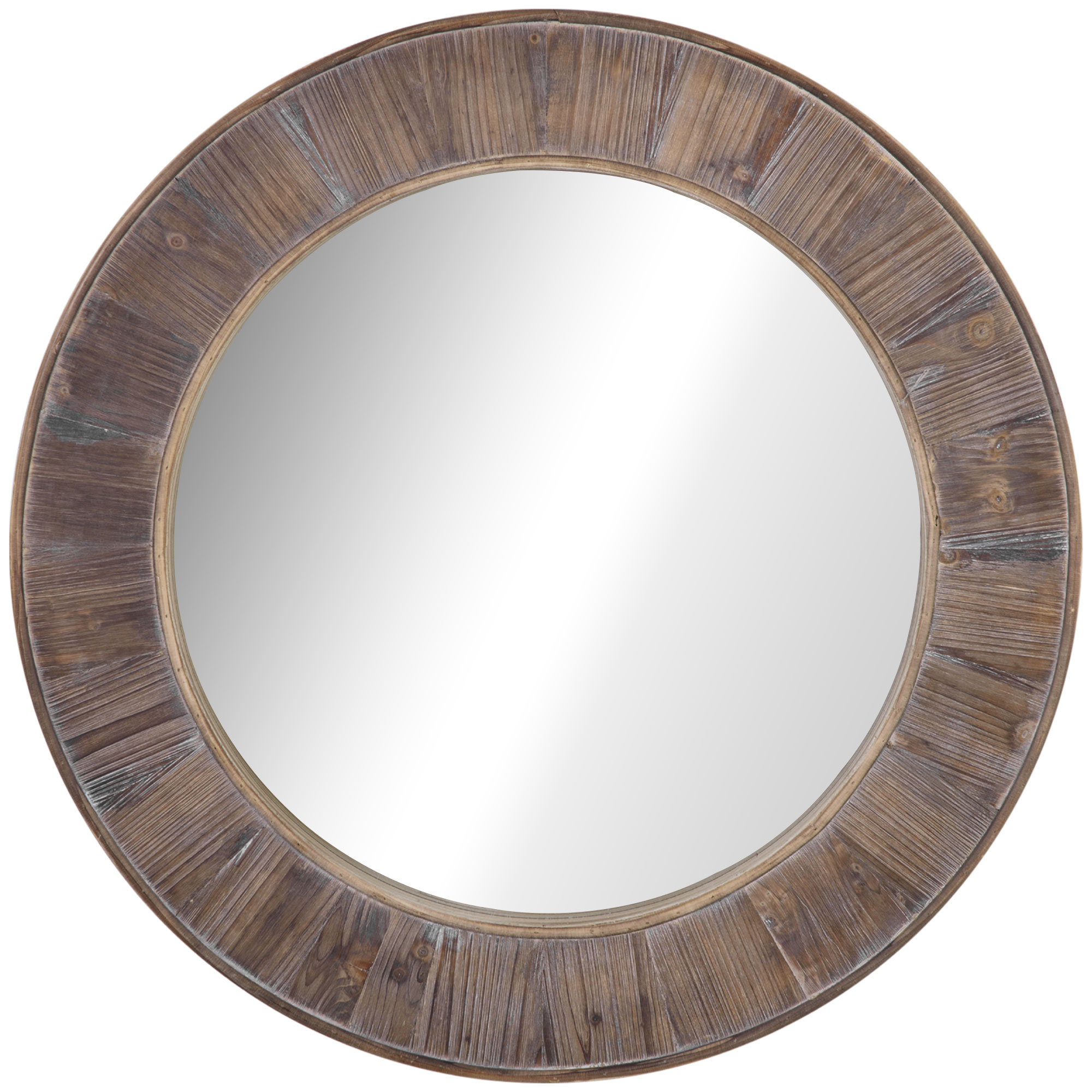 31" Farmhouse Wood Wall Mirror, Decorative Round Mirror for Wall