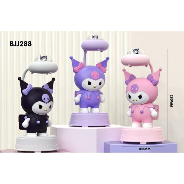 Sanrio Kuromi lámpara de mesa LED de escritorio de dibujos animados adorno de carga USB luz nocturna para niños con sacapuntas