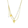 thumbnail image 1 of Zhuge Colgante de collar hecho a mano, collar de perlas de amor de doble capa de acero de titanio (oro), 1 of 5