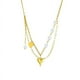 thumbnail image 1 of Granjero Gordo Collar con colgante hecho a mano adecuado para hombres y mujeres, collar de perlas de amor de doble capa de acero de titanio (oro), 1 of 5