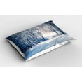 thumbnail image 2 of Ambesonne Winter Pillow Sham 2 Pack, Alley in Snowy Forest, 30"x20", Blue Black White, 2 of 3