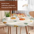thumbnail image 4 of Fall Orange Green Pumpkins Round Tablecloth, Fitted Table Cover with Elastic for 45"-54" Round Tables, Retro Thanksgiving Maple Leaf Table Cloth Outdoor Indoor Dinning Party Waterproof Tablecloths, 4 of 7