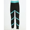 thumbnail image 5 of IEFIEL Girls Stripes Sports Pants Juniors Skating Cycling Pants Contrast Color Leggings Green 10, 5 of 7
