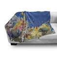 thumbnail image 3 of Ocean Soft Flannel Fleece Blanket, Colorful Underwater World with Corals Tropical Fish Exotic Diving Travel Destination, Cozy Plush for Indoor and Outdoor Use, 50" x 70", Blue Yellow, by Ambesonne, 3 of 6
