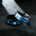 thumbnail image 3 of 6mm Black/Silver Stainless Steel Blue Band Men Women's Ring Size 6-12, 3 of 6