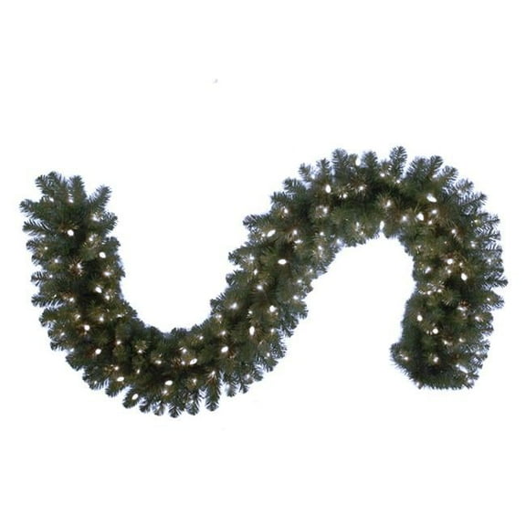 Celebrations 9016956 9 ft. Prelit Green Pine Garland, Pure White - Case of 4